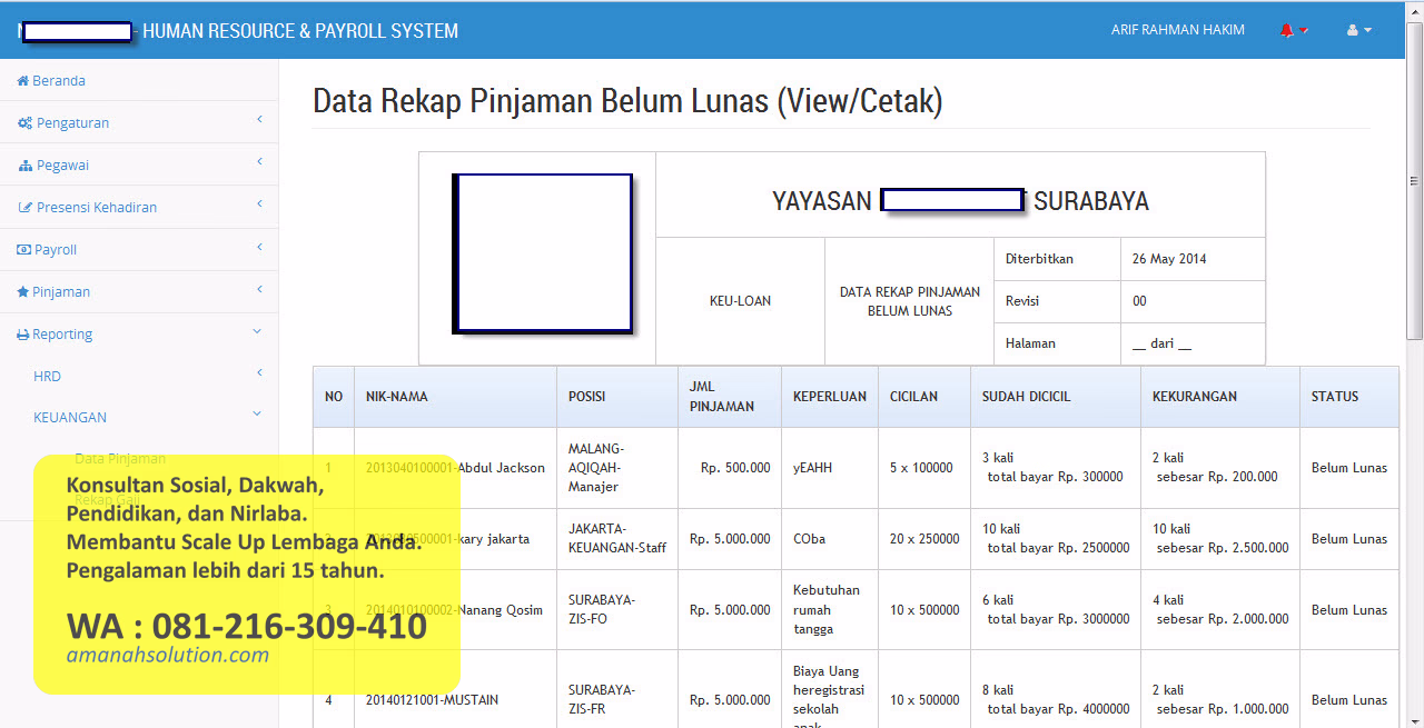 Visual ilustrasi monitoring data kewajiban